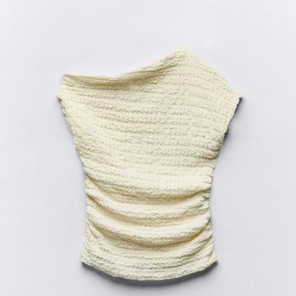 Zara Off-White Textured Top